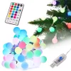 Lampki dekoracyjne LED mini cotton balls 5m 50LED USB + pilot 16 kolorów