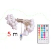 Lampki dekoracyjne LED mini cotton balls 5m 50LED USB + pilot 16 kolorów